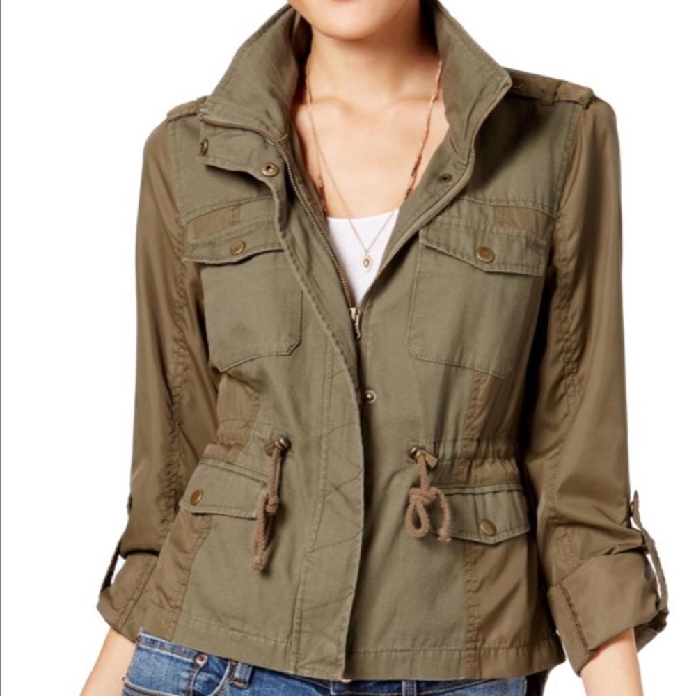 American Rag Mixed Media Green Jacket
